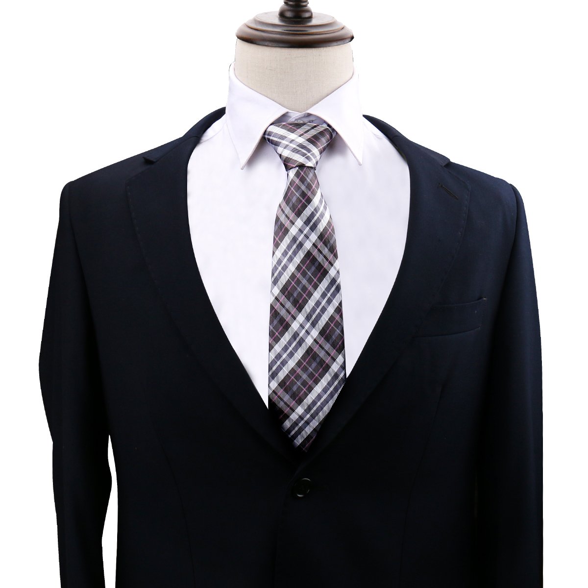 New Business Plaid Modern Men Tie Stripe Checked Silver Gray Ties Neckties For Male
