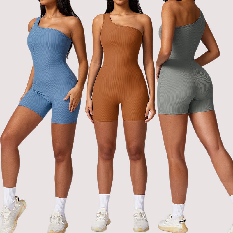 womens one pieces rib yoga jumpsuit pilates workout Clothing Summer yoga sports gym bodysuits active wear OEM Custom playsuits