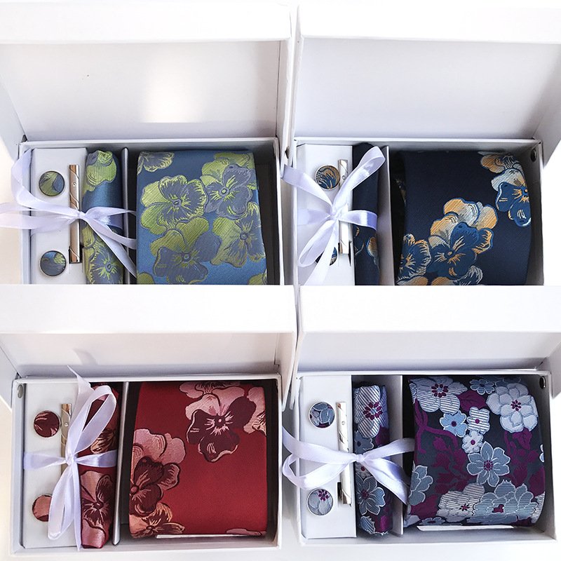 2024 Silk Tie Handkerchief and clip 3pcs Set Silk-like Mens Ties and Pocket Square Sets Business Elegant Ties Set for Men