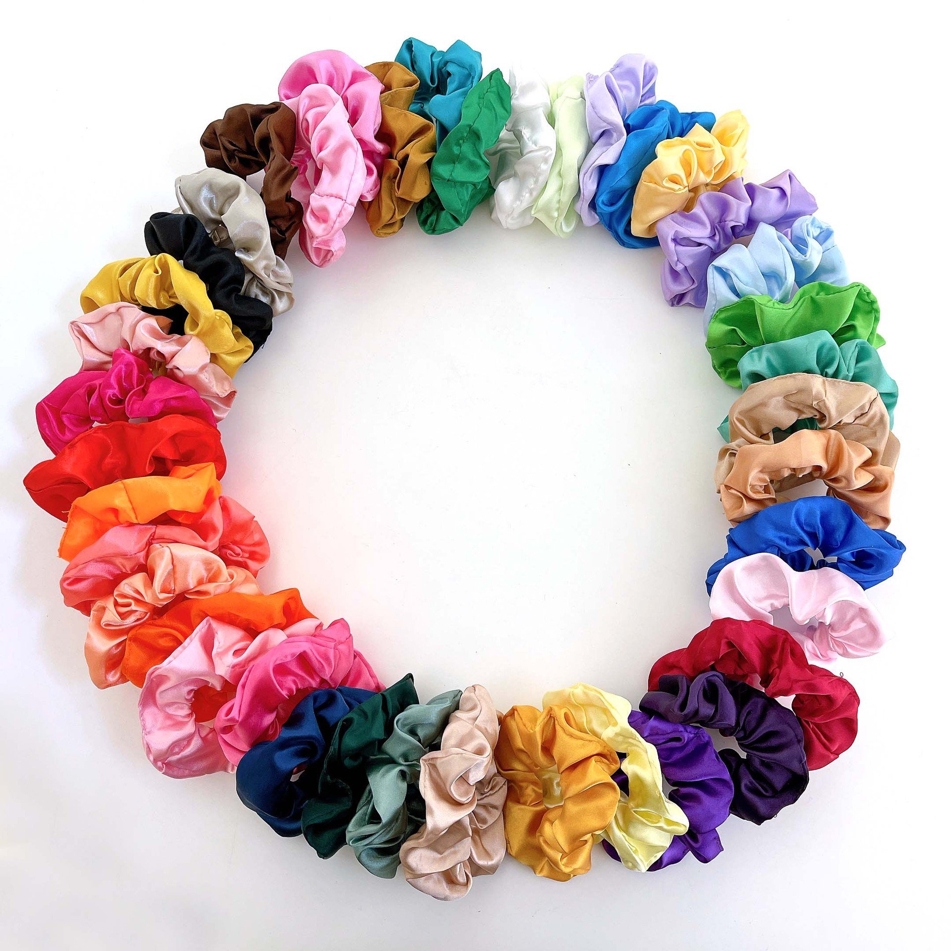Wholesale Cheap Top Quality Solid Color Ponytail Holder Elastic Hair Rubber Bands Accessories Silk Satin Scrunchies For Women