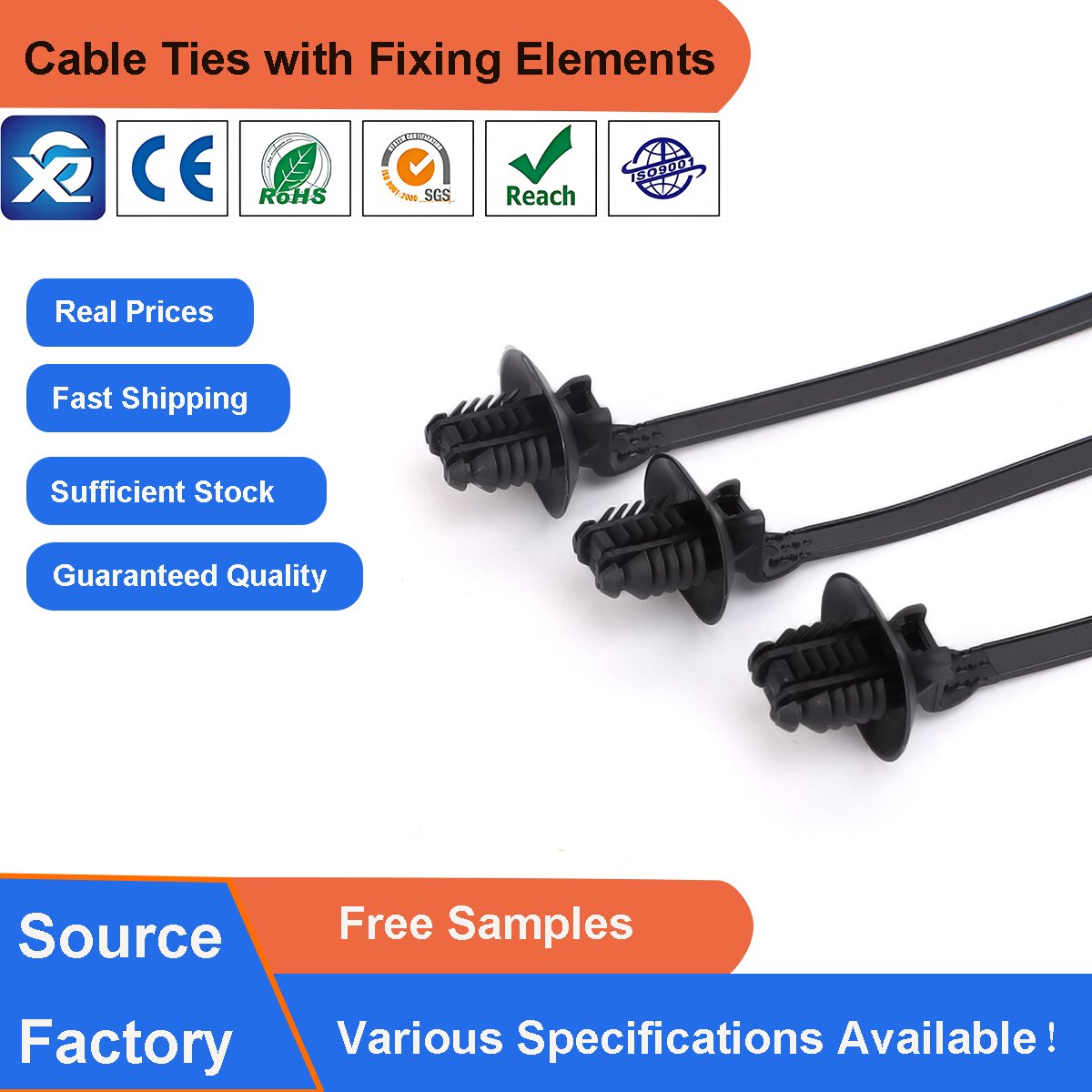 Oval Hole Fir Tree Head Plastic Nylon Mount Cable Zip Tie 157-00253/157-00266 /T50SOSFTOVALU