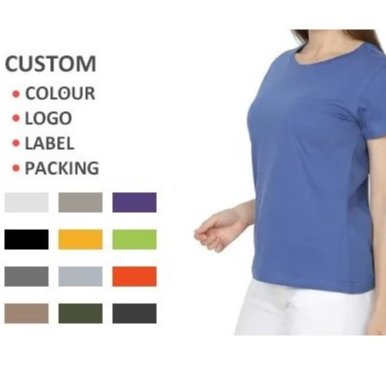 Wholesale Womens Custom Made Tshirt with Logo Custom Logo Printed various solid colors Blank Cotton T-shirt for screen printing