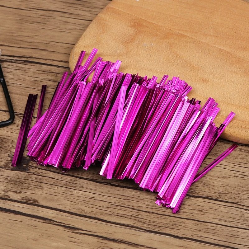 Multicolor Wire Metallic Twist Ties for Candy Bag Baking Packaging Cello Bags Ligation Lollipop Dessert Sealing Twist Tie
