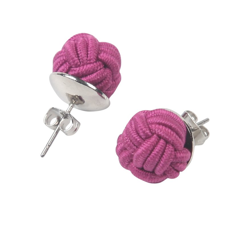 hand knotted solid plain silk knot studs earring for women
