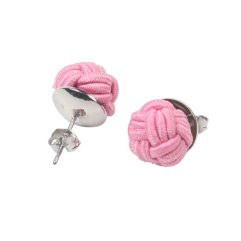 hand knotted solid plain silk knot studs earring for women