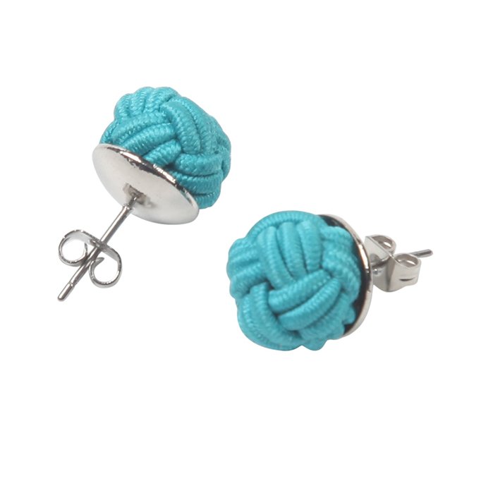 hand knotted solid plain silk knot studs earring for women