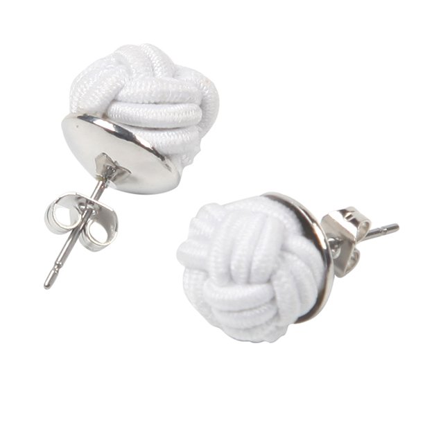 hand knotted solid plain silk knot studs earring for women