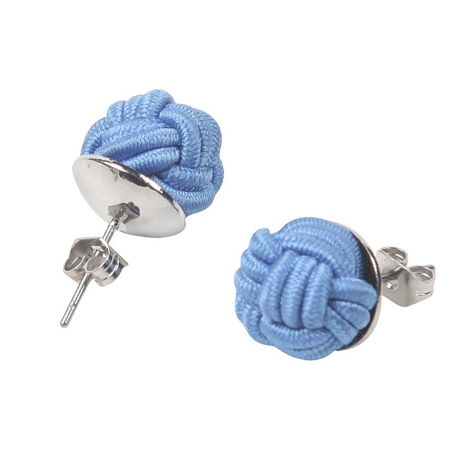 hand knotted solid plain silk knot studs earring for women