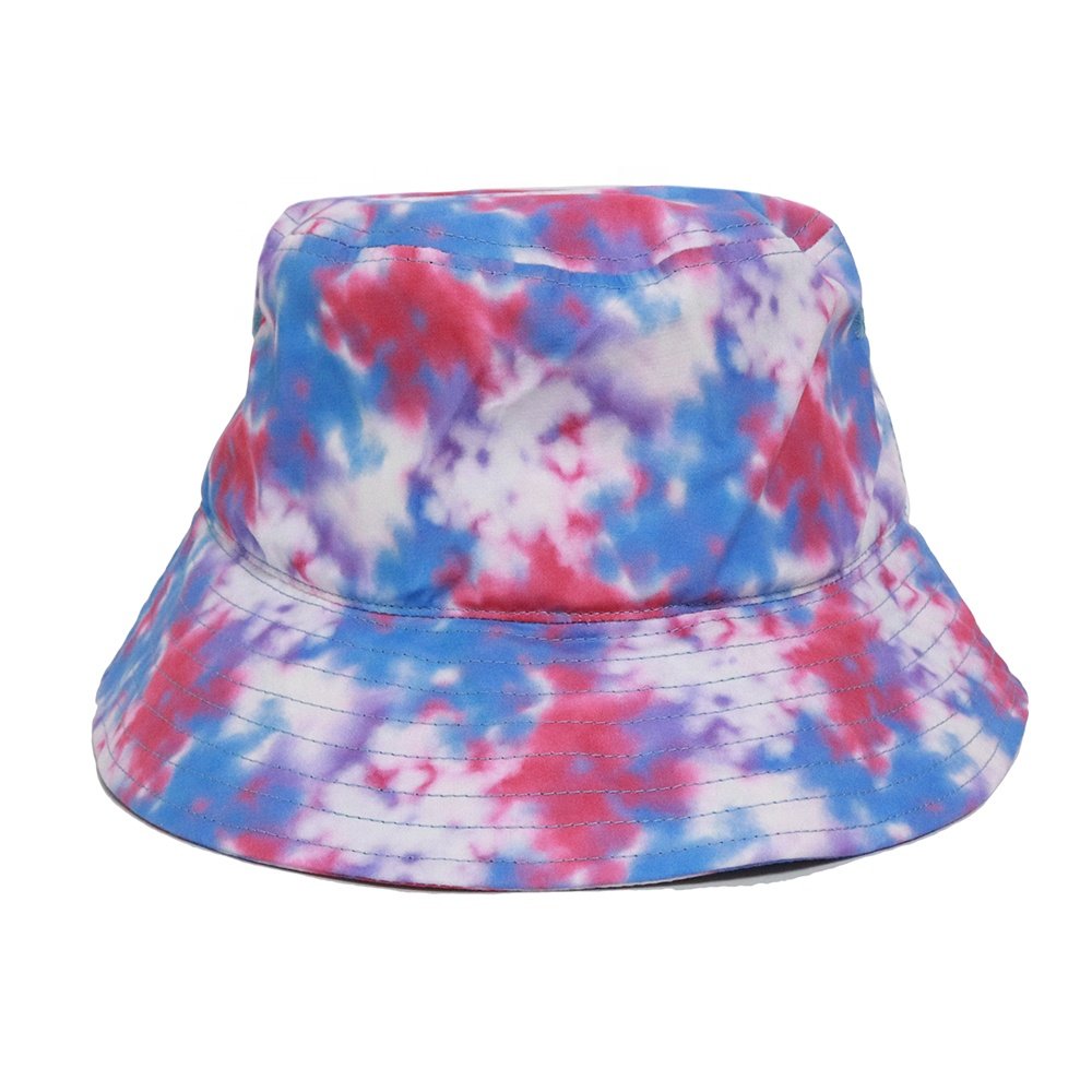 Hot Design tie-dyed Digital Printing Custom Color Bucket Hats With Embroidery Your Own Logo Colorful Camo Fishing Cap