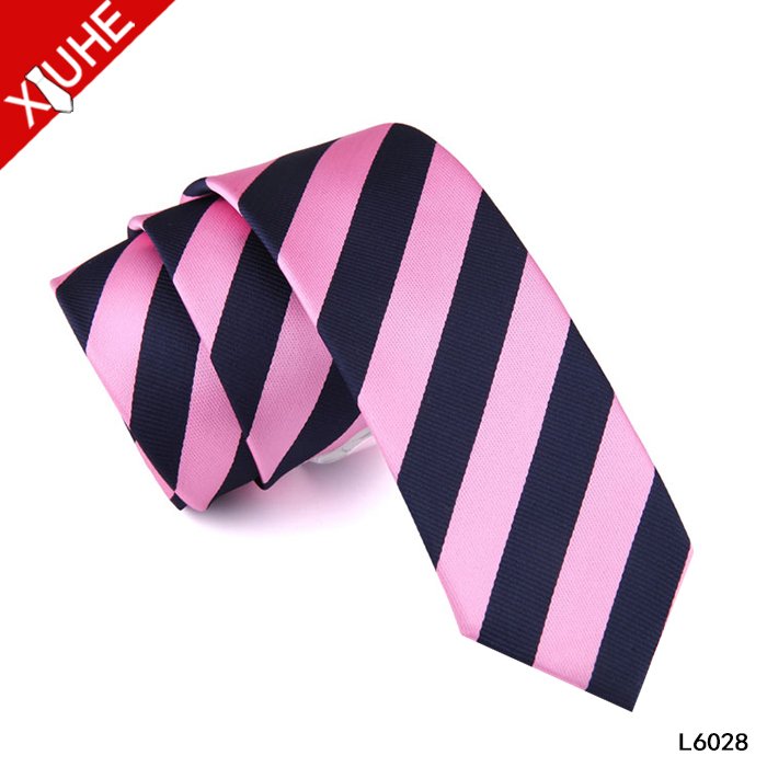 Wholesale Cheap Lower MOQ Classical Stripe Design 6CM Polyester Skinny Business Ties For Men