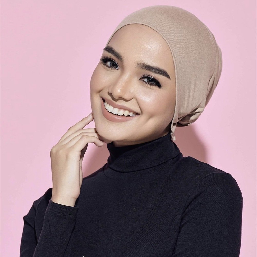 36 Colors Elastic Tie Back Caps Cotton Jersey Stretch Under scarf Hijab Caps Muslim Women Soft Cotton Head Wrap Turban Bonnet