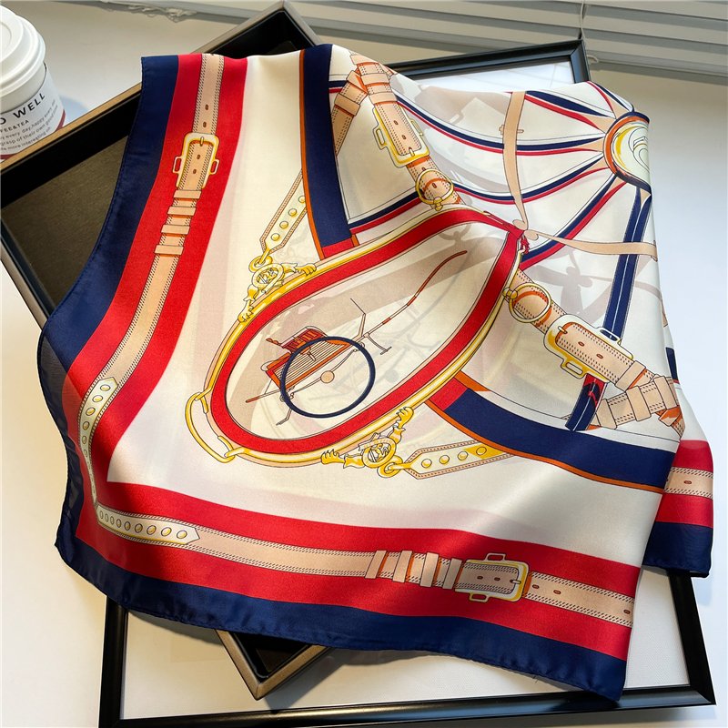 Brand Design 70 Silk Feeling Scarf Women Print Shawl Wrap Head kerchief Hijab Female Hair Hand Wrist Bandana Neck Tie 2022