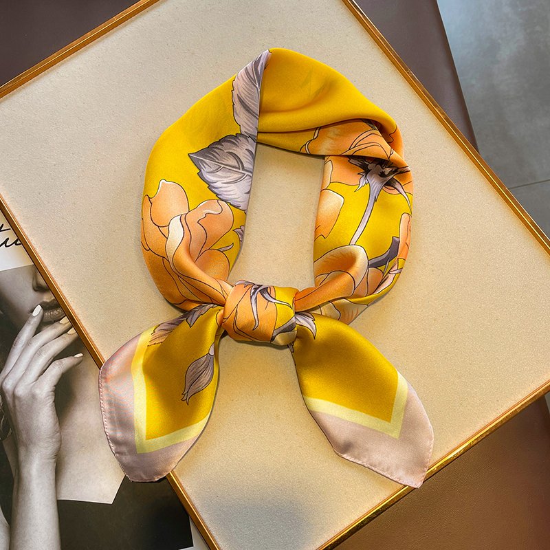 Brand Design 70 Silk Feeling Scarf Women Print Shawl Wrap Head kerchief Hijab Female Hair Hand Wrist Bandana Neck Tie 2022
