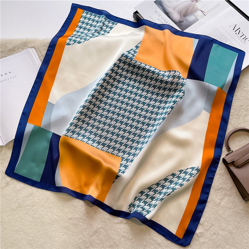 Brand Design 70 Silk Feeling Scarf Women Print Shawl Wrap Head kerchief Hijab Female Hair Hand Wrist Bandana Neck Tie 2022