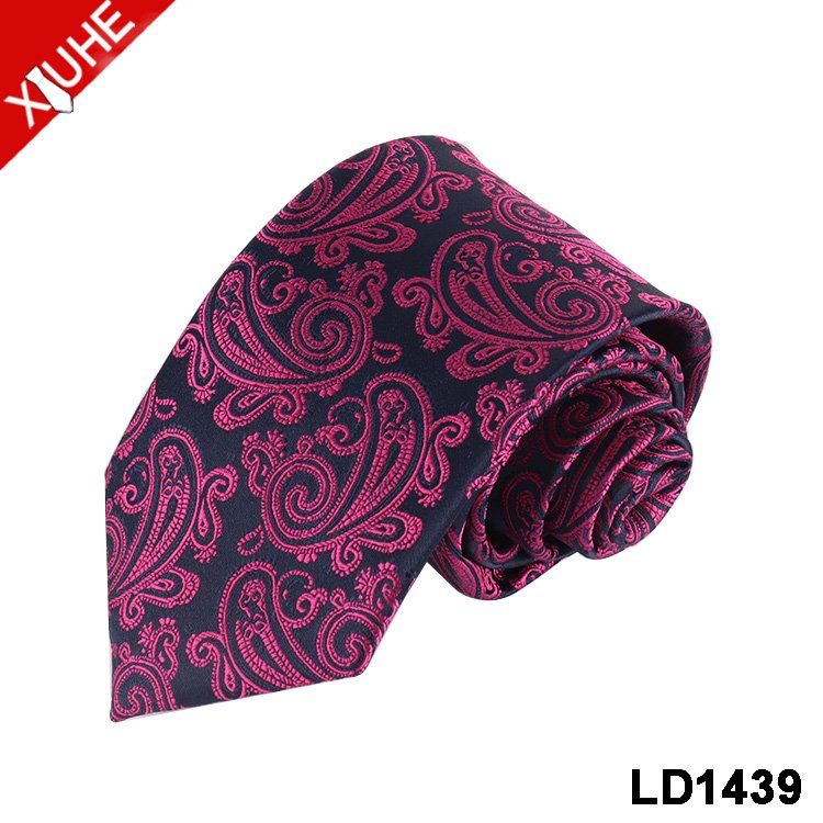 Blue Golg Wedding Ties Paisley Pattern Mens Floral Necktie Custom Polyester Woven Tie