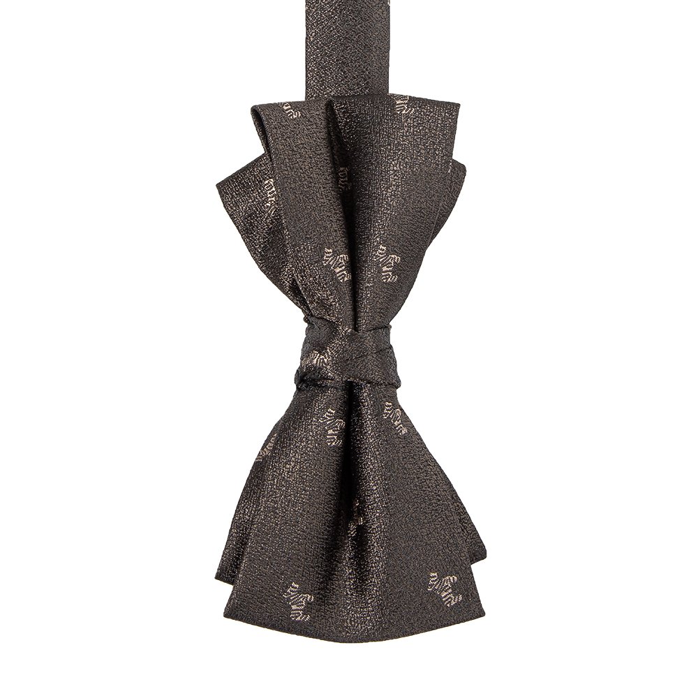 Men Brown Beige Dog Pattern Polyester Neckties with Bowtie Bow Ties Pocket Square Flower Lapel Includes Metal Pin Tie Bar Set