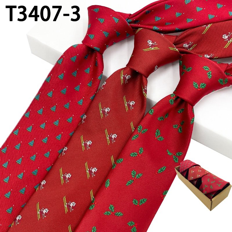 High quality best selling lot stock gravatas per christmas polyester cheap necktie Xmas boxed neck ties for men