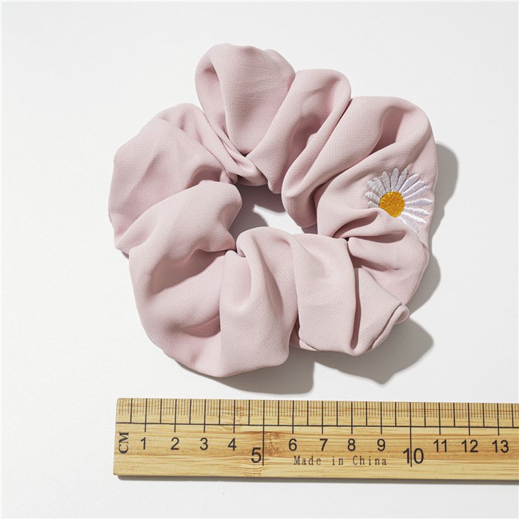 Fabric Elastic Band Scrunchies Custom Flower Printed Hair Ties Polyester Scrunchies For Women