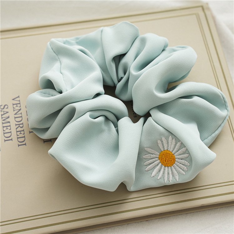 Fabric Elastic Band Scrunchies Custom Flower Printed Hair Ties Polyester Scrunchies For Women