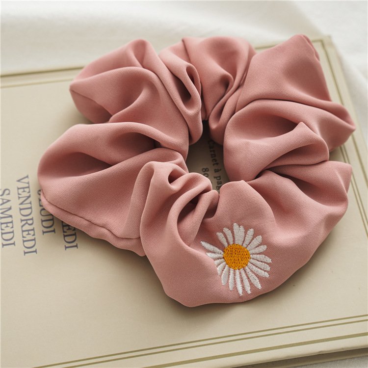 Fabric Elastic Band Scrunchies Custom Flower Printed Hair Ties Polyester Scrunchies For Women