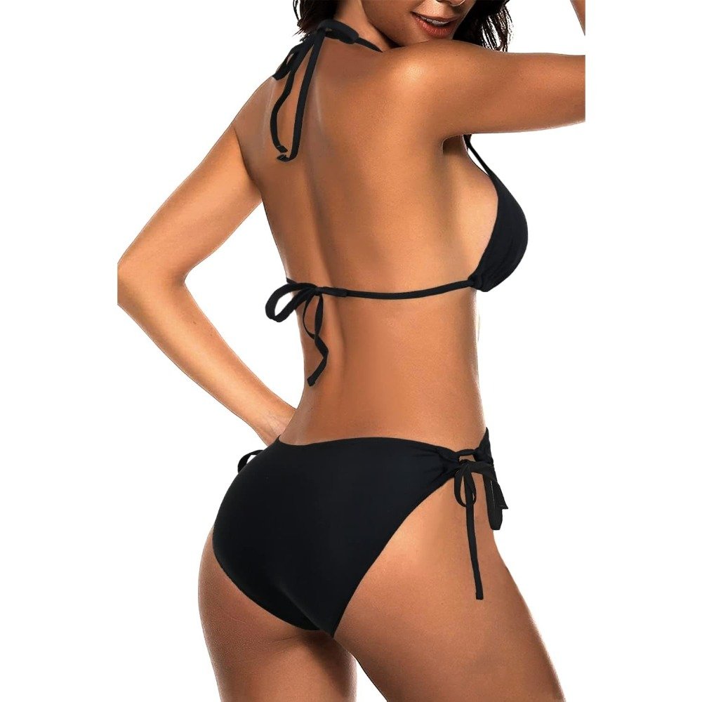 Women's Sexy Two-Piece Halter Triangle Bikini Sets String Tie Side Swimsuit YZ1228 Beachwear Bathing Suit