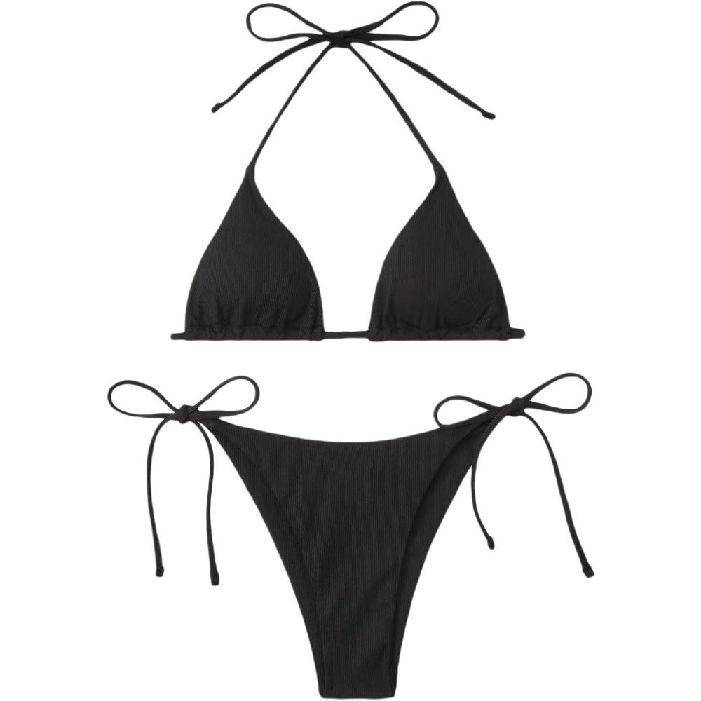Women's Sexy Two-Piece Halter Triangle Bikini Sets String Tie Side Swimsuit YZ1228 Beachwear Bathing Suit