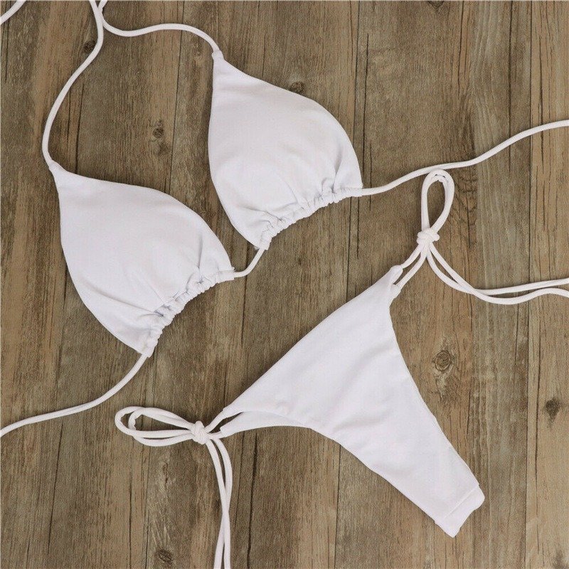 Women's Sexy Two-Piece Halter Triangle Bikini Sets String Tie Side Swimsuit YZ1228 Beachwear Bathing Suit