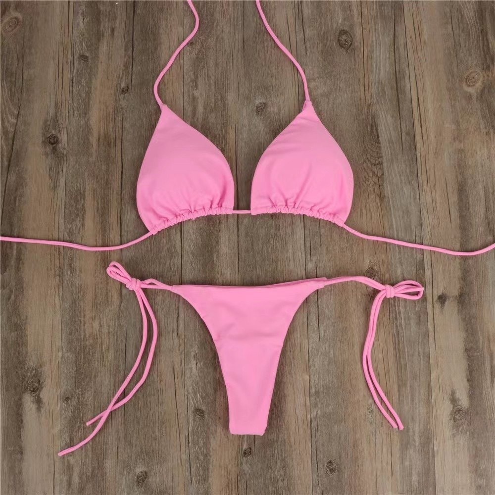Women's Sexy Two-Piece Halter Triangle Bikini Sets String Tie Side Swimsuit YZ1228 Beachwear Bathing Suit