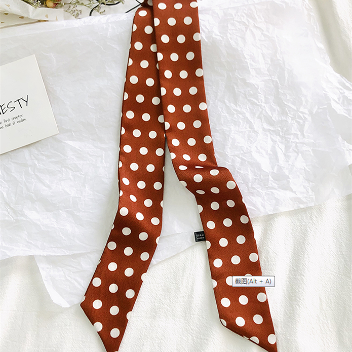 Custom Printing New Arrival Handle Bag Handle Long Hair Scarves Tie Headband Neck Polyester Silk Twill Ribbon Decorative Scarf