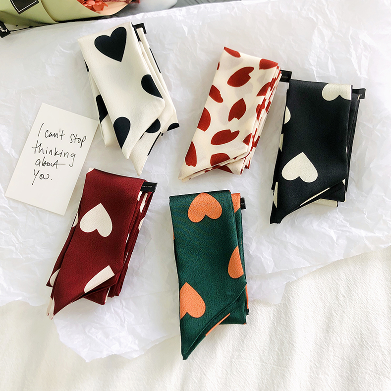 Custom Printing New Arrival Handle Bag Handle Long Hair Scarves Tie Headband Neck Polyester Silk Twill Ribbon Decorative Scarf