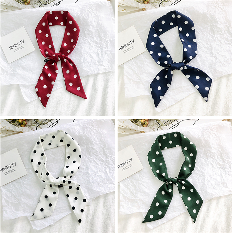 Custom Printing New Arrival Handle Bag Handle Long Hair Scarves Tie Headband Neck Polyester Silk Twill Ribbon Decorative Scarf