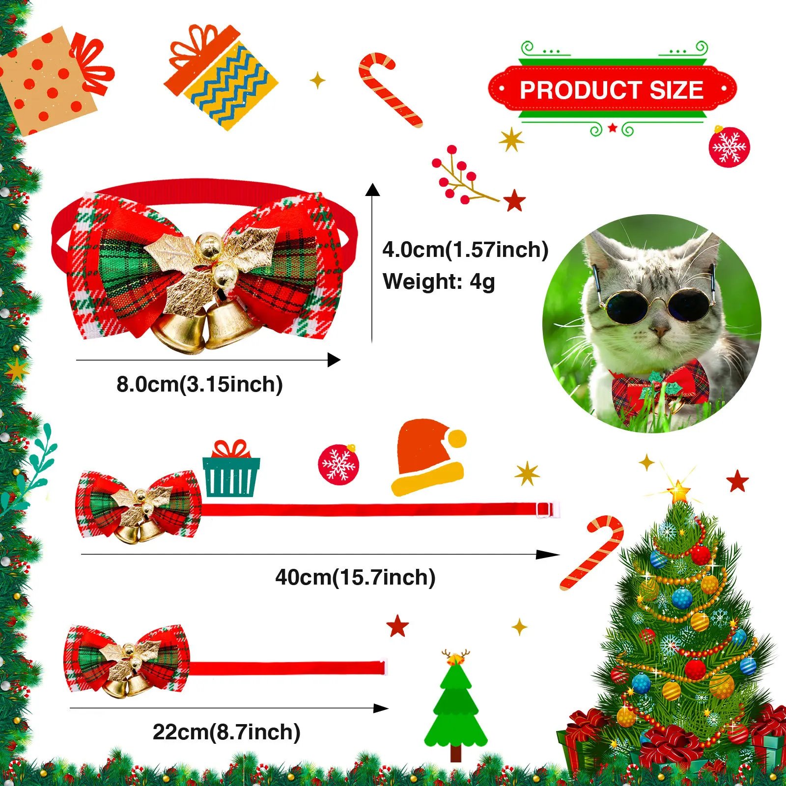Dog Bowtie Christmas Style Cat Xmas Bowties Neckties for Small Dog Holiday Party Grooming Accessores