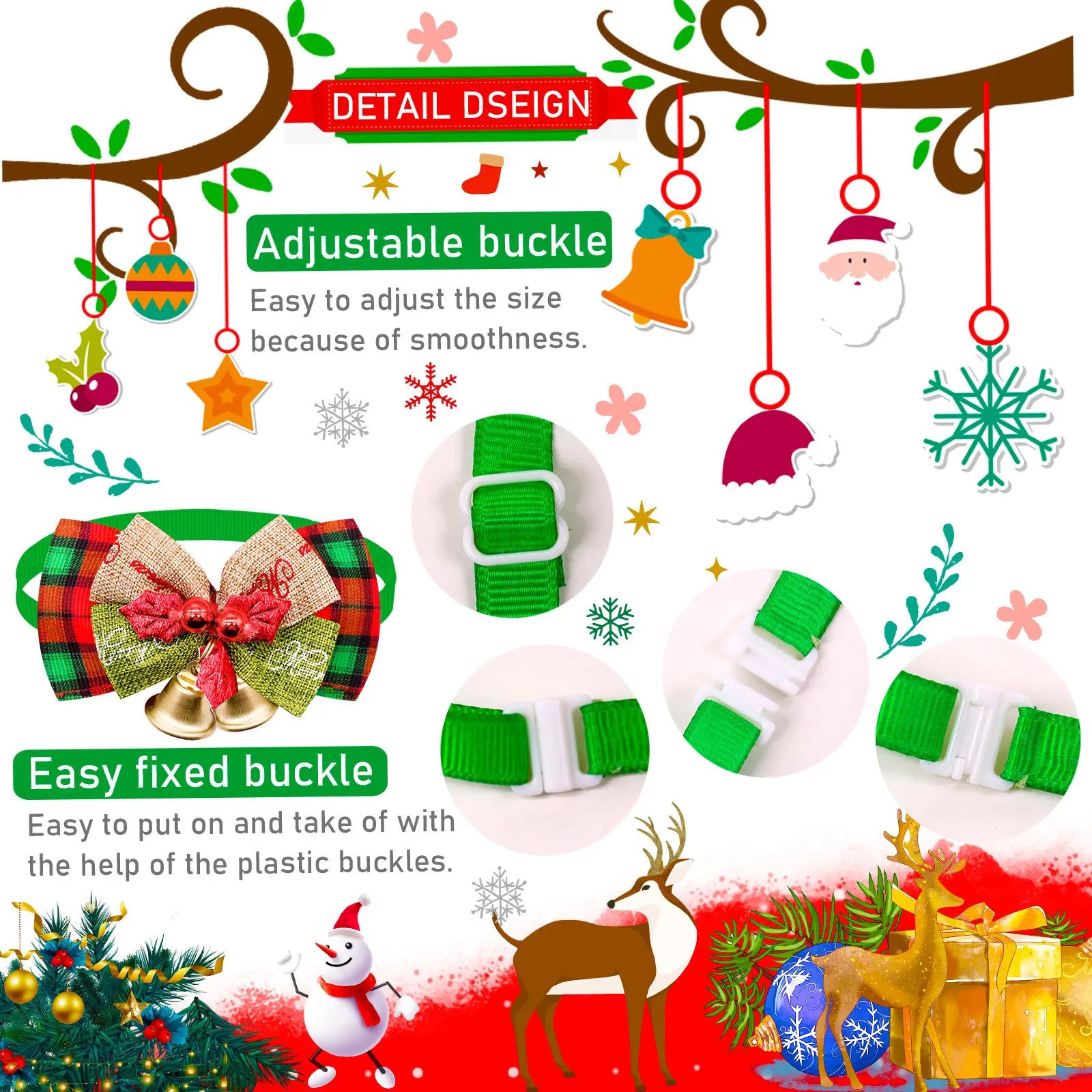 Dog Bowtie Christmas Style Cat Xmas Bowties Neckties for Small Dog Holiday Party Grooming Accessores
