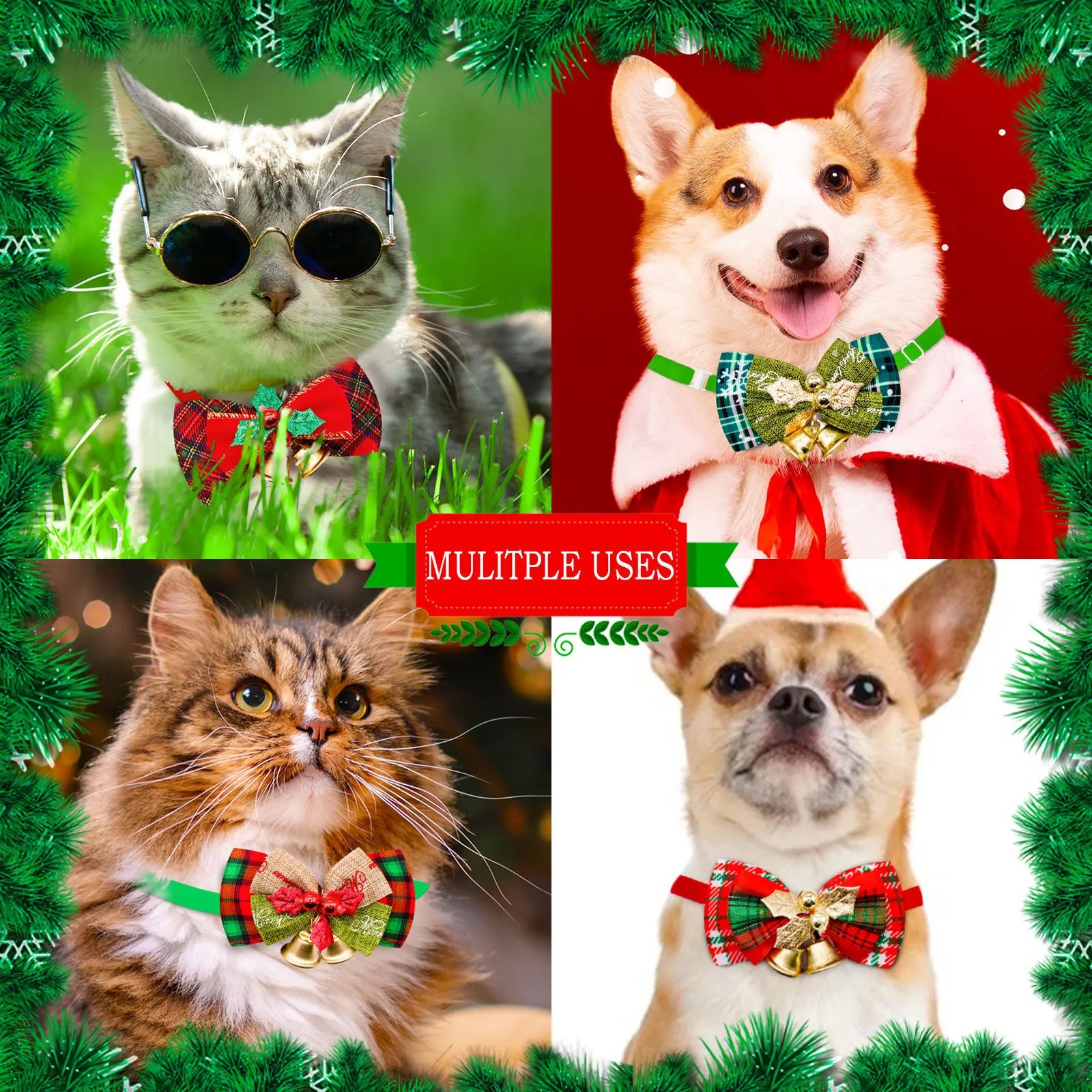 Dog Bowtie Christmas Style Cat Xmas Bowties Neckties for Small Dog Holiday Party Grooming Accessores