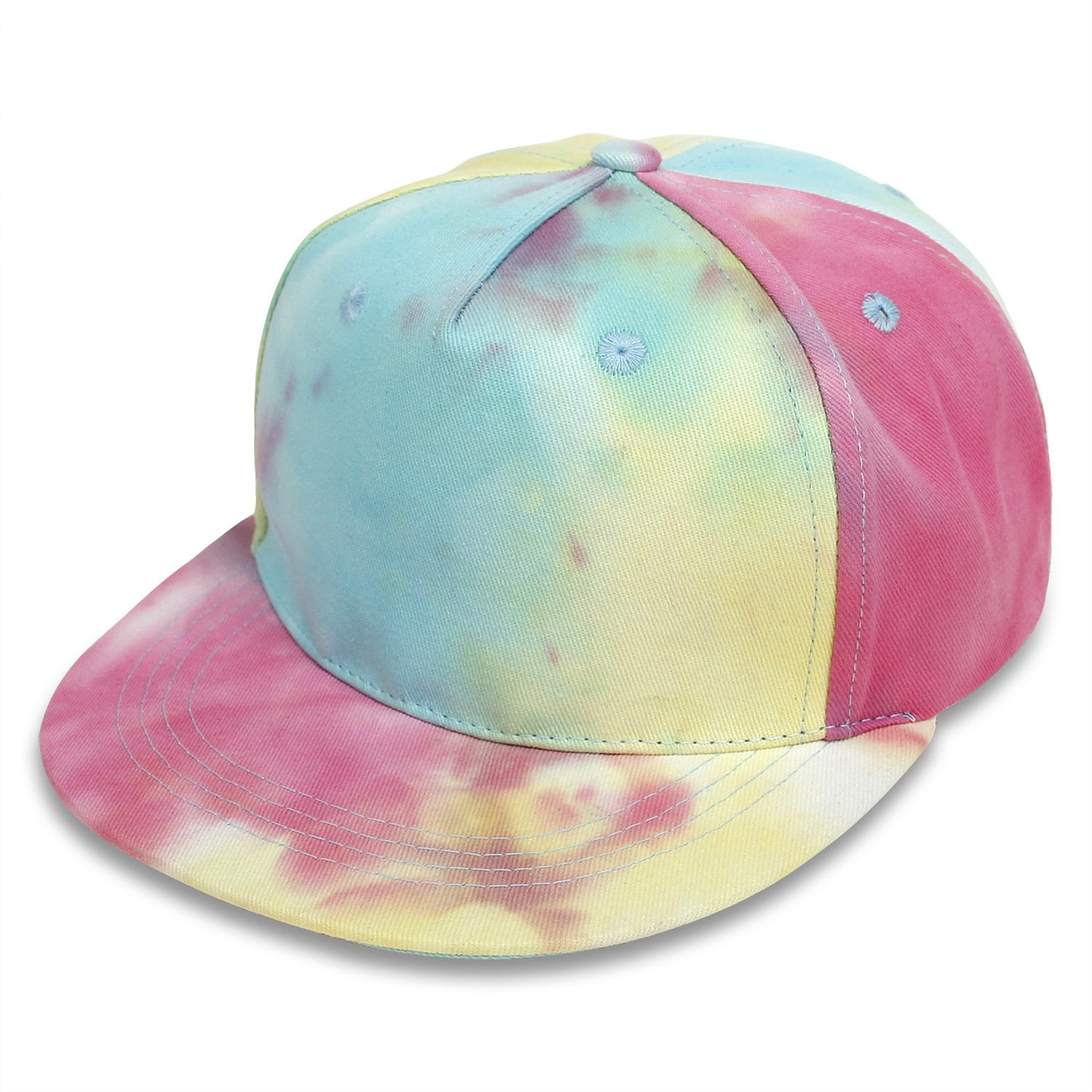 Toddler Boys Girls Washed Cotton Baseball Cap Adjustable Tie-dye Flat Brim Kids Snapback Hip Hop Hats