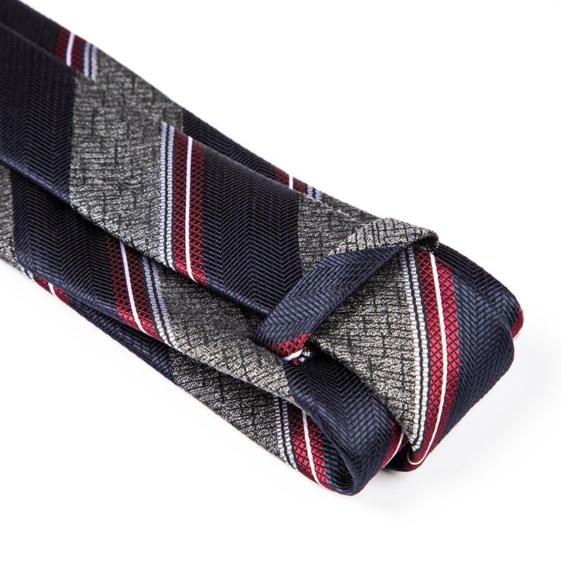 Men's high sense Business formal striped yarn-dyed jacquard 7.5cm polyester hand tie