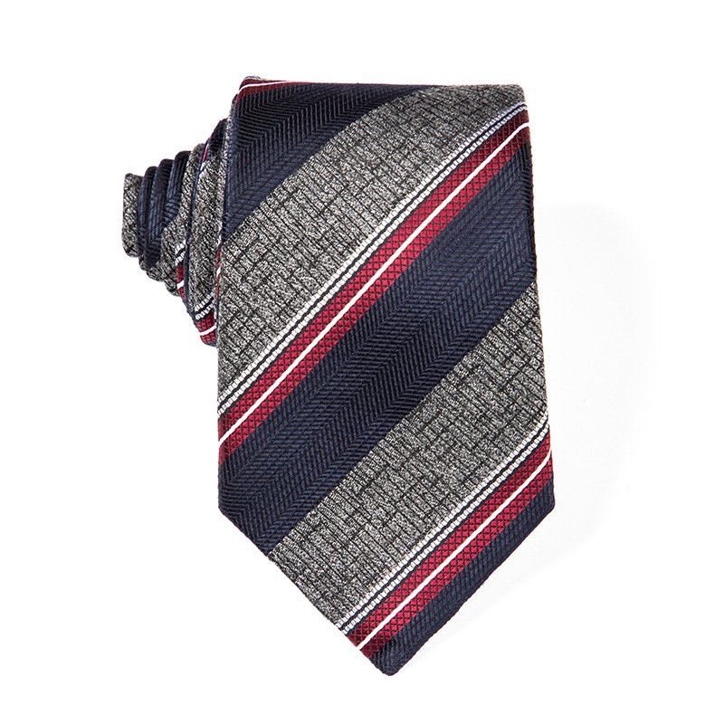 Men's high sense Business formal striped yarn-dyed jacquard 7.5cm polyester hand tie