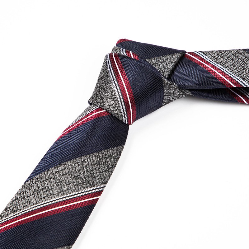 Men's high sense Business formal striped yarn-dyed jacquard 7.5cm polyester hand tie