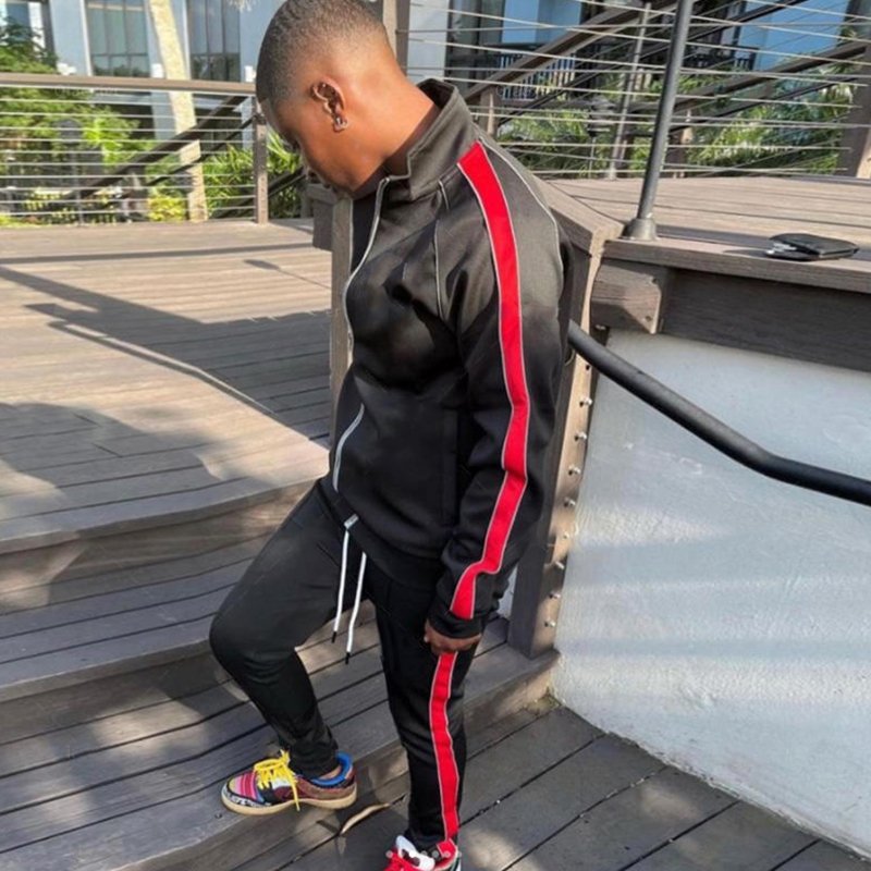 100polyester full zip up jogger set custom reflective tracksuit men