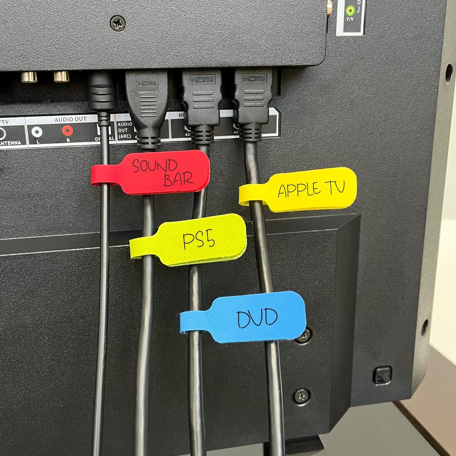 Self-adhesive Cable Cord Labels Wire Labels Write On Hook And Loop Cable Ties Cord Tags For Cable Management And Identification