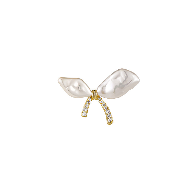 Irregular pearl bow brooch female design sense niche pin exquisite high-end corsage clothes anti-unwanted-exposure buckle