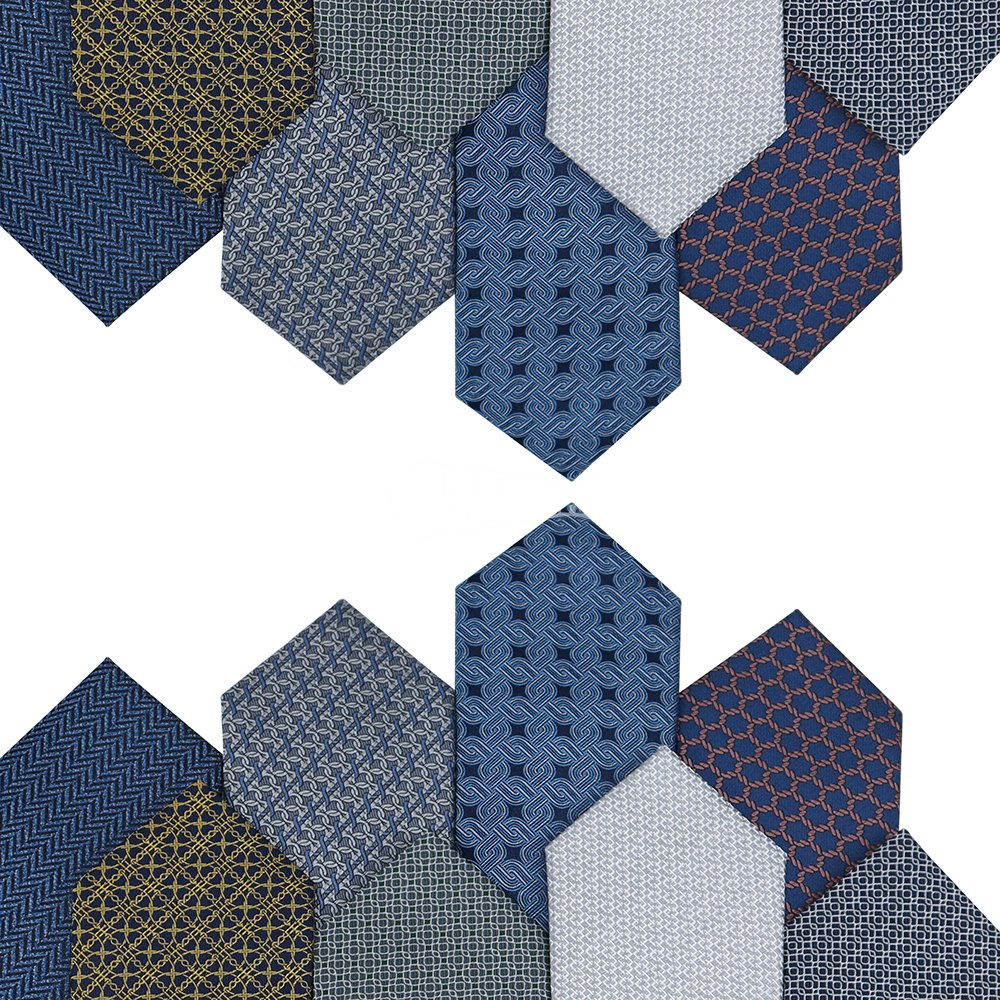 Herringbone Ties Personalized Neckties Supplier Blue Geometric Pattern Tie Silk Man For Him