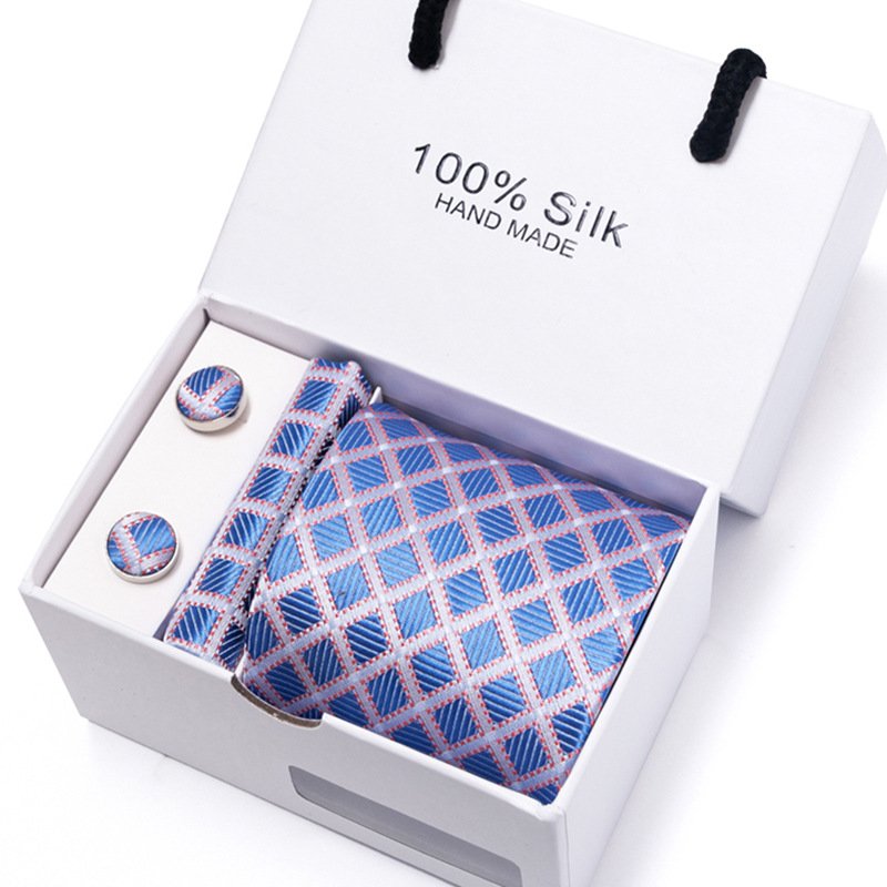 New Trend Professional Manufacturer 100% Pure Silk Mens Tie and Pocket Square and Necktie Tie Cufflinks Gift Set