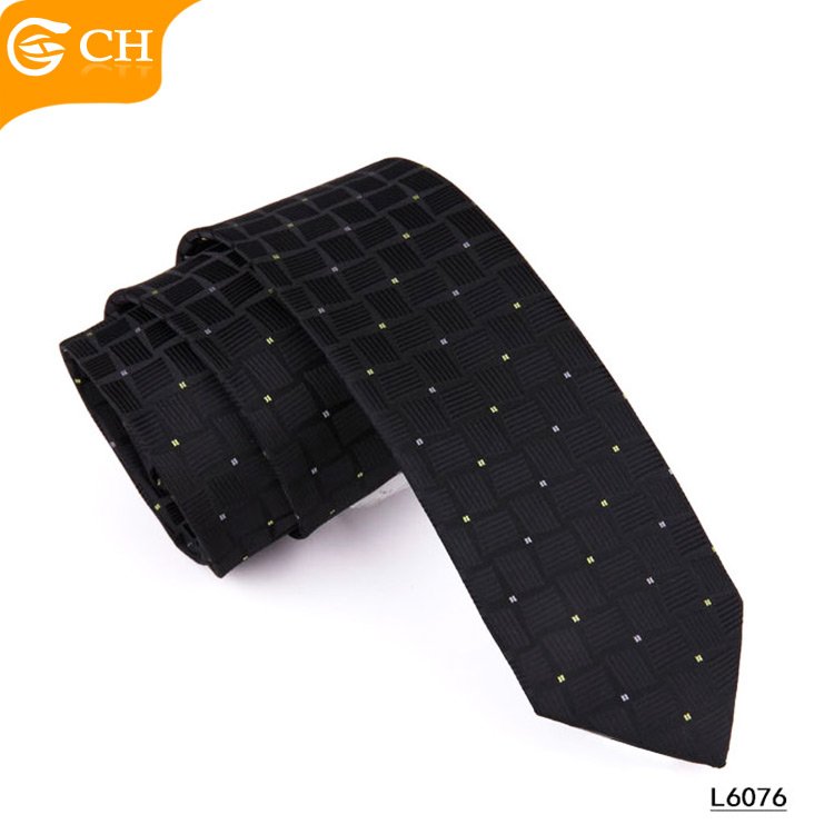 Ready To Ship Cheap Polyester Ties Wholesale Dots Plaid Men Ties Formal Business Black Silk Polyester Neckties