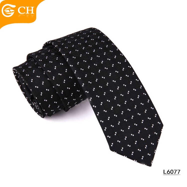 Ready To Ship Cheap Polyester Ties Wholesale Dots Plaid Men Ties Formal Business Black Silk Polyester Neckties
