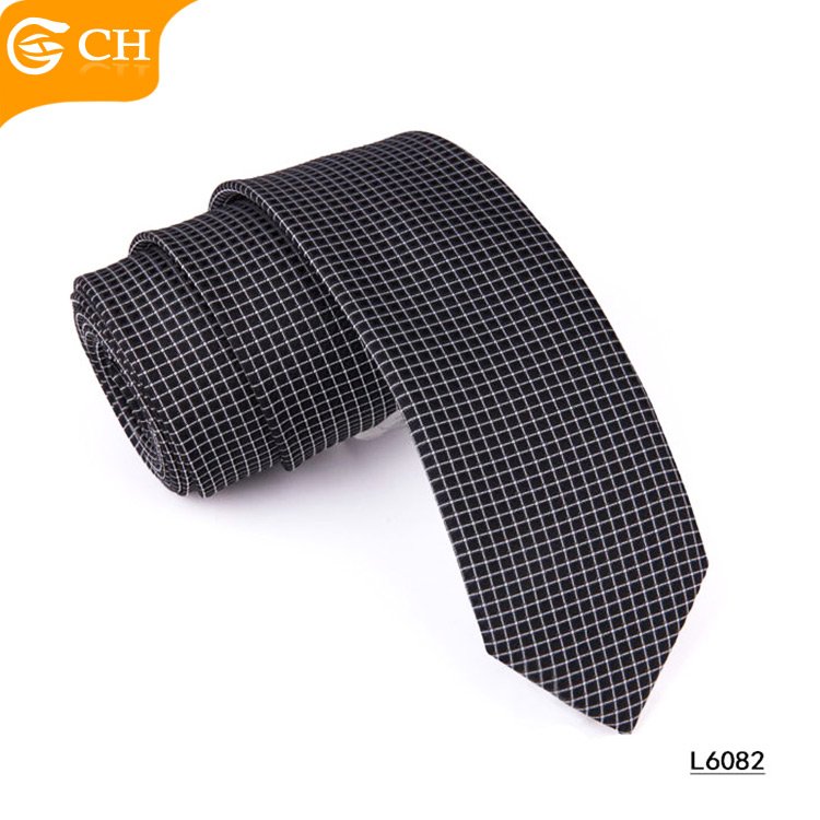 Ready To Ship Cheap Polyester Ties Wholesale Dots Plaid Men Ties Formal Business Black Silk Polyester Neckties