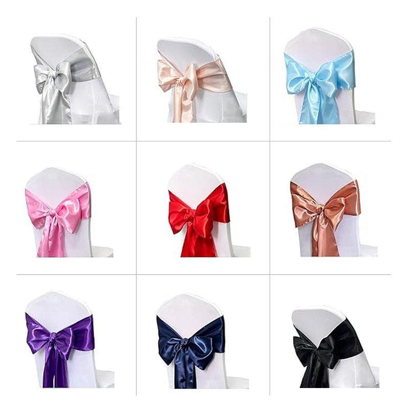 Wholesale Satin Chair Sashes Bows for Wedding Reception, Wedding Ties Chair Cover Sashes for Folding Chairs