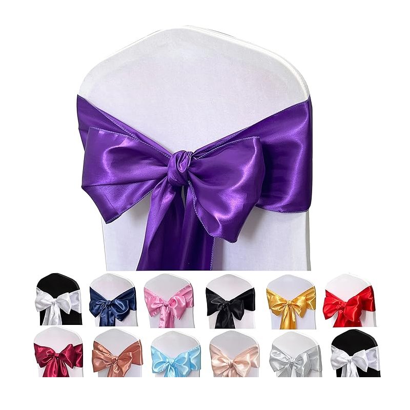 Wholesale Satin Chair Sashes Bows for Wedding Reception, Wedding Ties Chair Cover Sashes for Folding Chairs
