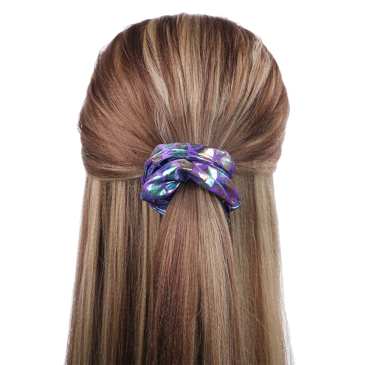 New Design Cute Shiny Candy Color Mermaid Ponytail holder Elastic Hair Ties Accessories Kids Reflective Scrunchies For Girls