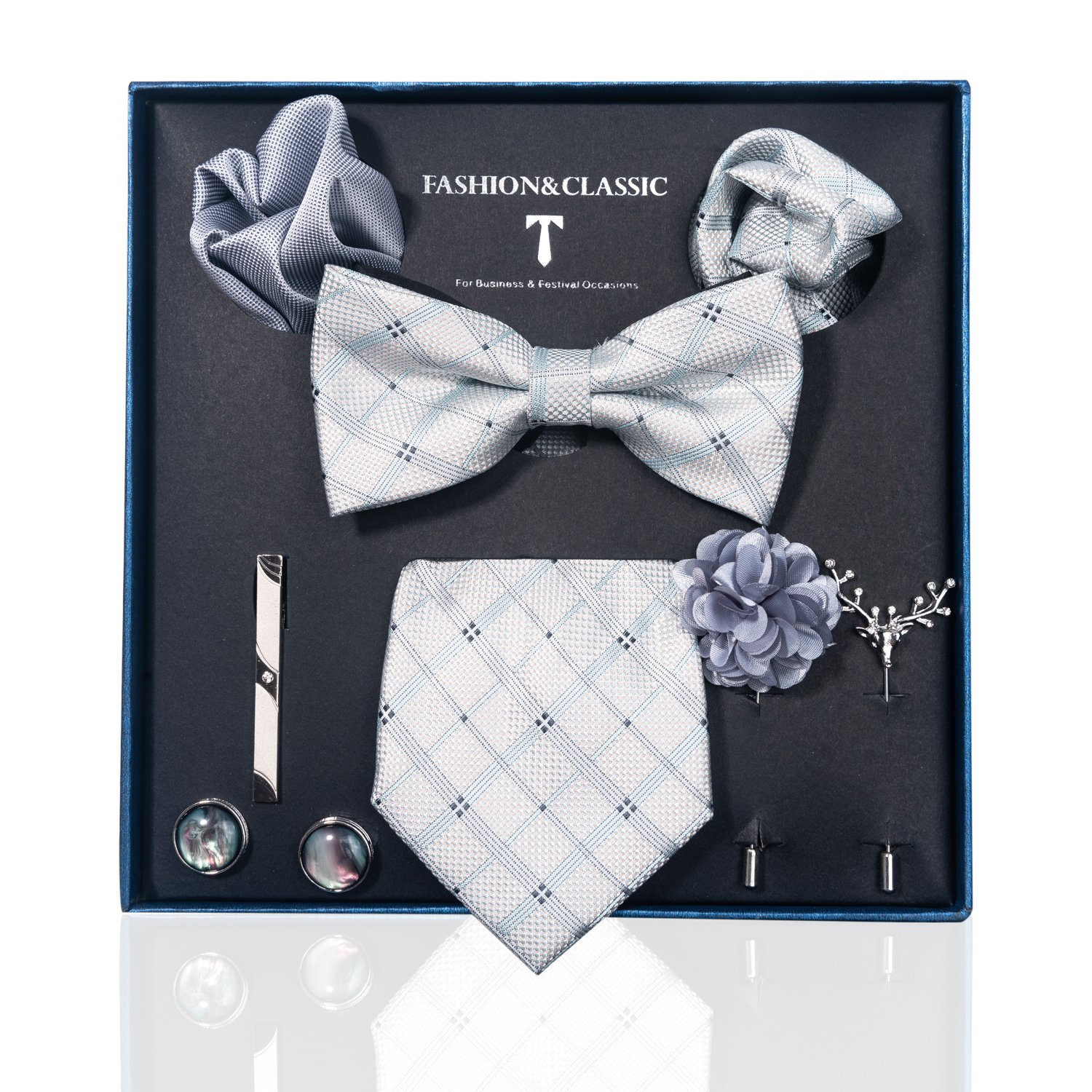 Brand Fashion Silk Ties Hanky Cufflinks Bowtie Sets 8 cm Necktie For Men Brown Paisley Fit Business Gift Box